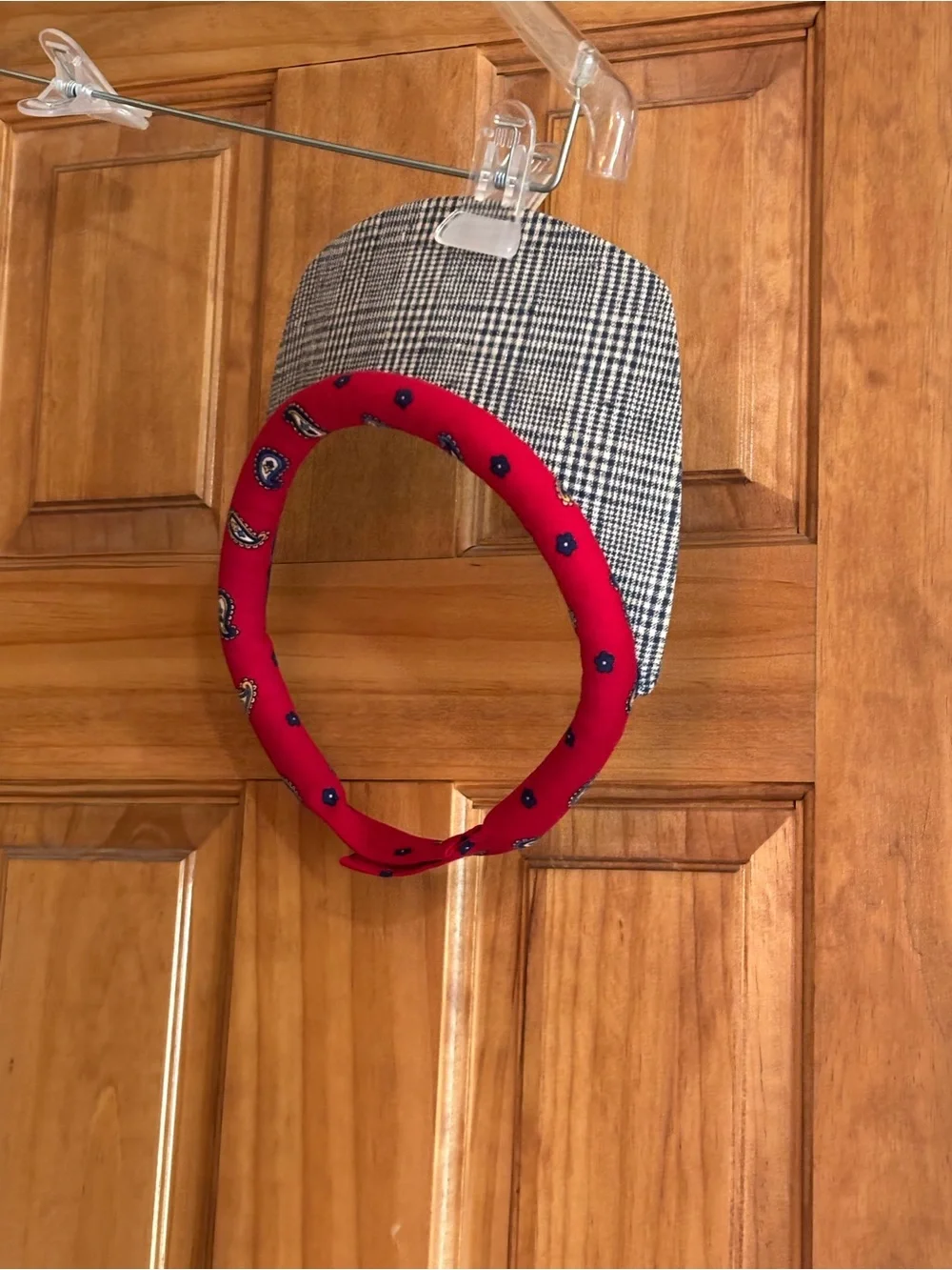 Red Paisley Trim Plaid Visor - Women Accessories